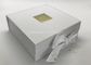 Małe / duże zwykłe białe kartonowe pudełka z pokrywkami wstążka łuk złota folia tłoczona na gorąco dostawca